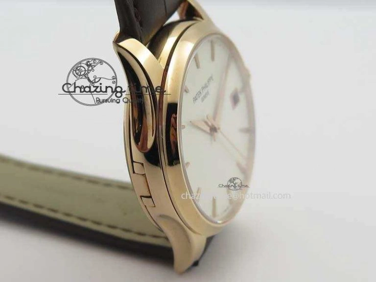 Calatrava 5227 RG Bp-Maker White Dial On Brown Leather Strap MIYOTA 9015 PP324CS