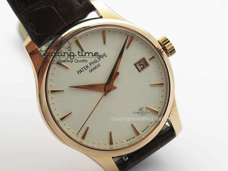 Calatrava 5227 RG Bp-Maker White Dial On Brown Leather Strap MIYOTA 9015 PP324CS
