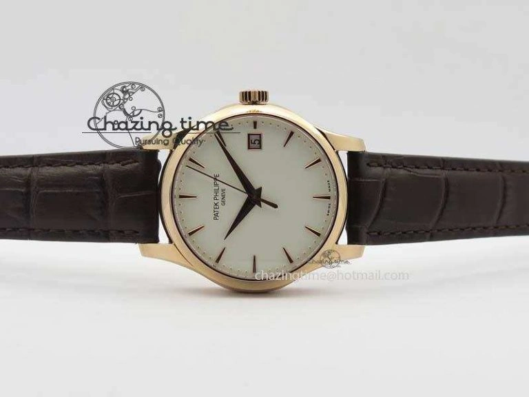 Calatrava 5227 RG Bp-Maker White Dial On Brown Leather Strap MIYOTA 9015 PP324CS