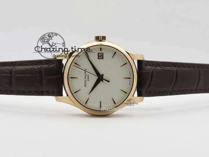 Calatrava 5227 RG Bp-Maker White Dial On Brown Leather Strap MIYOTA 9015 PP324CS