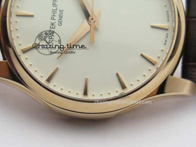 Calatrava 5227 RG Bp-Maker White Dial On Brown Leather Strap MIYOTA 9015 PP324CS