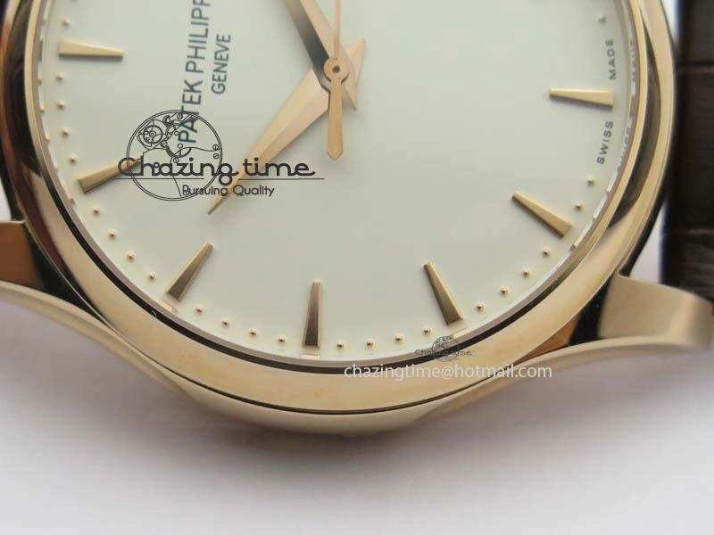 Calatrava 5227 RG Bp-Maker White Dial On Brown Leather Strap MIYOTA 9015 PP324CS