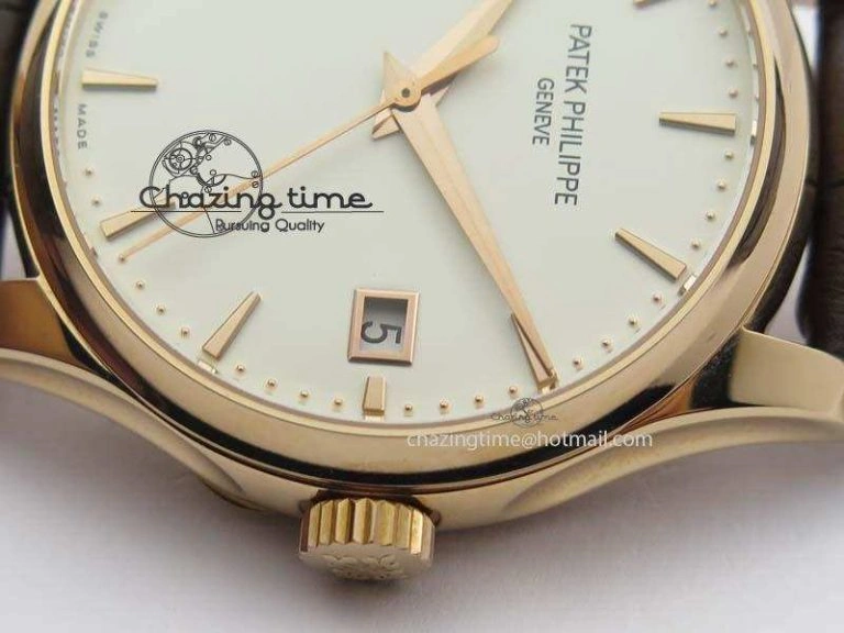 Calatrava 5227 RG Bp-Maker White Dial On Brown Leather Strap MIYOTA 9015 PP324CS