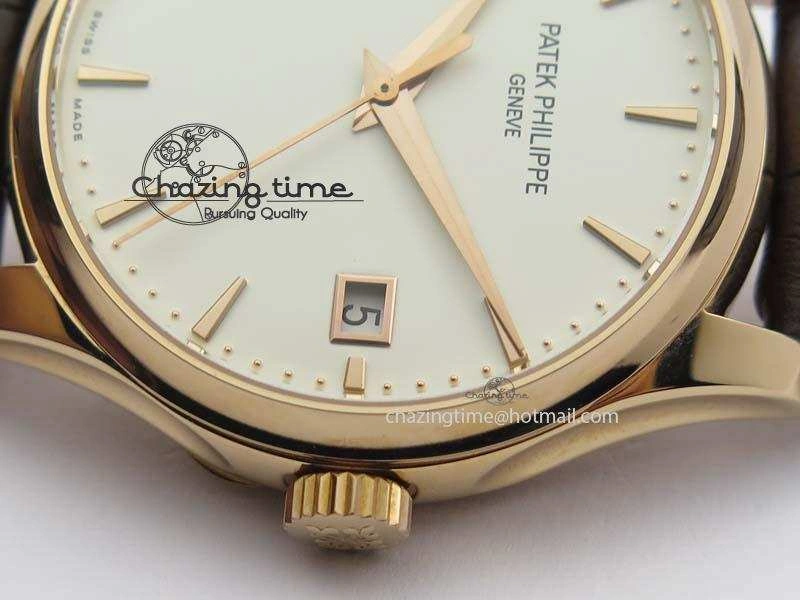 Calatrava 5227 RG Bp-Maker White Dial On Brown Leather Strap MIYOTA 9015 PP324CS