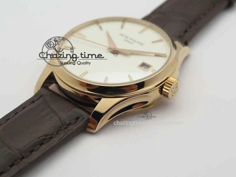 Calatrava 5227 RG Bp-Maker White Dial On Brown Leather Strap MIYOTA 9015 PP324CS