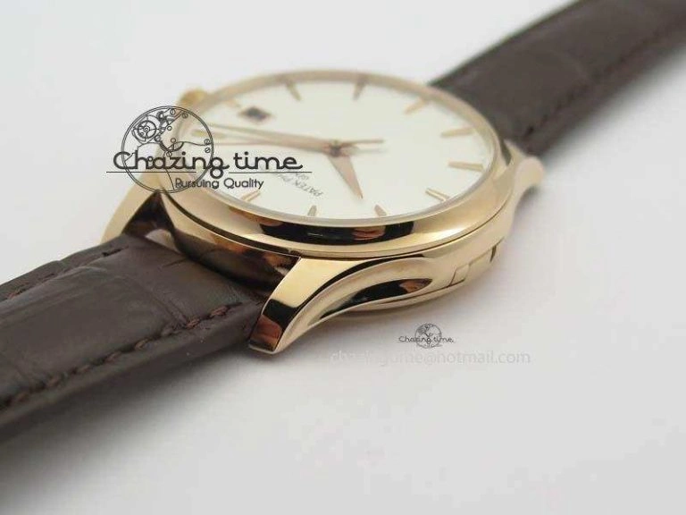 Calatrava 5227 RG Bp-Maker White Dial On Brown Leather Strap MIYOTA 9015 PP324CS