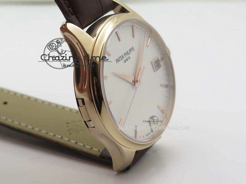 Calatrava 5227 RG White Dial on Brown Leather Strap A2824