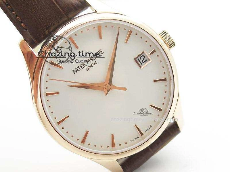 Calatrava 5227 RG White Dial on Brown Leather Strap A2824