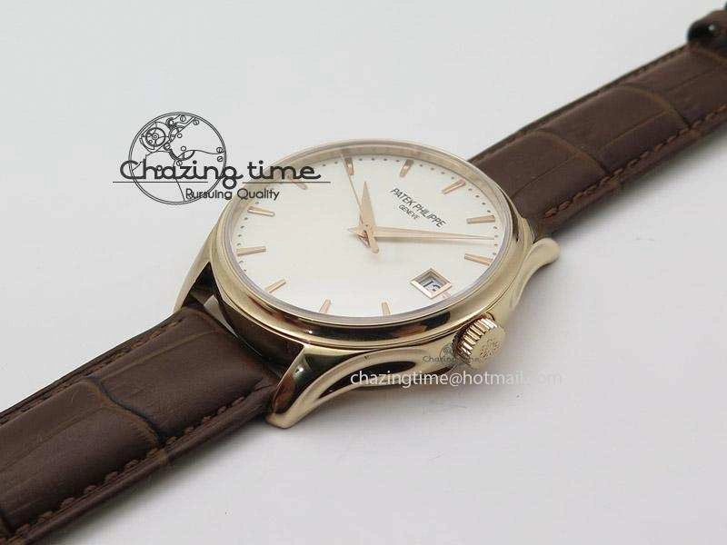 Calatrava 5227 RG White Dial on Brown Leather Strap A2824