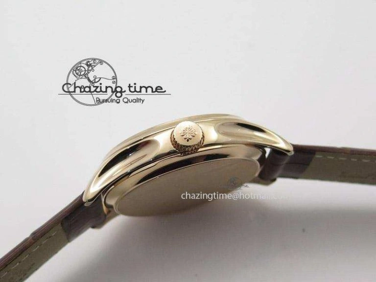 Calatrava 5227 RG White Dial on Brown Leather Strap A2824