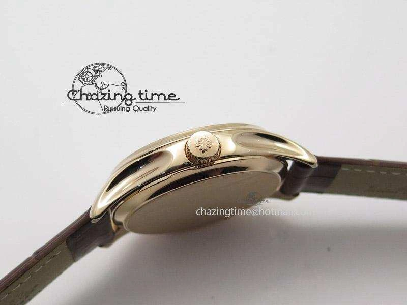 Calatrava 5227 RG White Dial on Brown Leather Strap A2824
