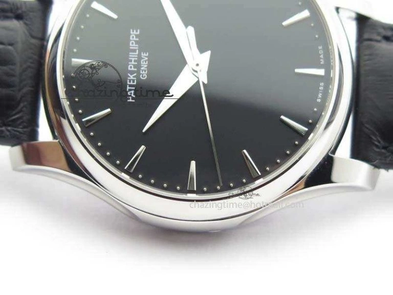 Calatrava 5227 SS Bp-Maker Black Dial On Black Leather Strap MIYOTA 9015 PP324CS
