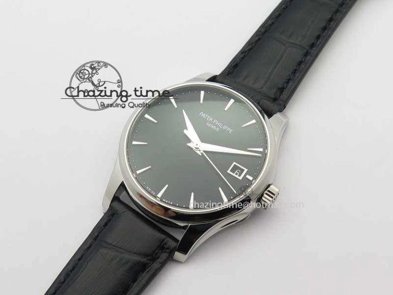 Calatrava 5227 SS Bp-Maker Black Dial On Black Leather Strap MIYOTA 9015 PP324CS