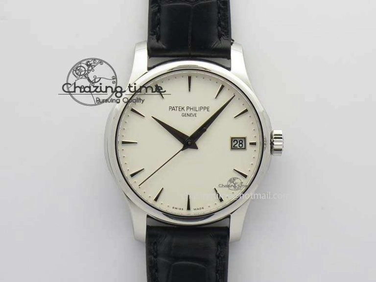 Calatrava 5227 SS Bp-Maker White Dial On Black Leather Strap MIYOTA 9015 PP324CS
