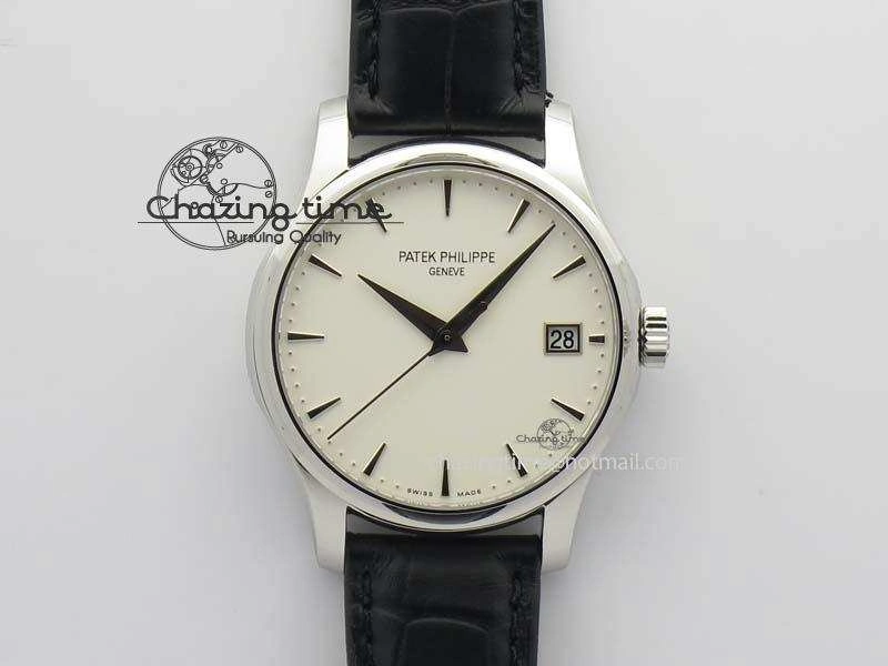 Calatrava 5227 SS Bp-Maker White Dial On Black Leather Strap MIYOTA 9015 PP324CS