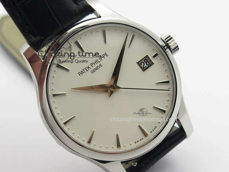 Calatrava 5227 SS Bp-Maker White Dial On Black Leather Strap MIYOTA 9015 PP324CS