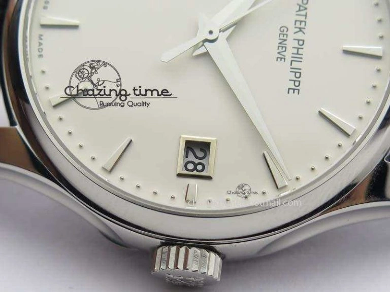 Calatrava 5227 SS Bp-Maker White Dial On Black Leather Strap MIYOTA 9015 PP324CS