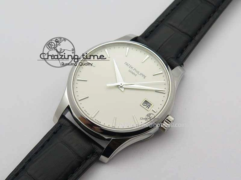 Calatrava 5227 SS Bp-Maker White Dial On Black Leather Strap MIYOTA 9015 PP324CS