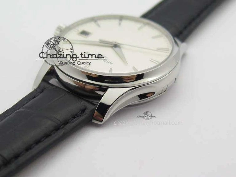 Calatrava 5227 SS Bp-Maker White Dial On Black Leather Strap MIYOTA 9015 PP324CS