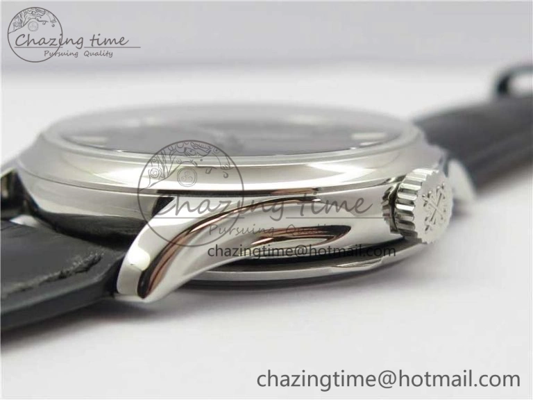 Calatrava 5227 SS ZF 1:1 Best Edition Black Dial on Black Leather Strap 324CS (Free box)