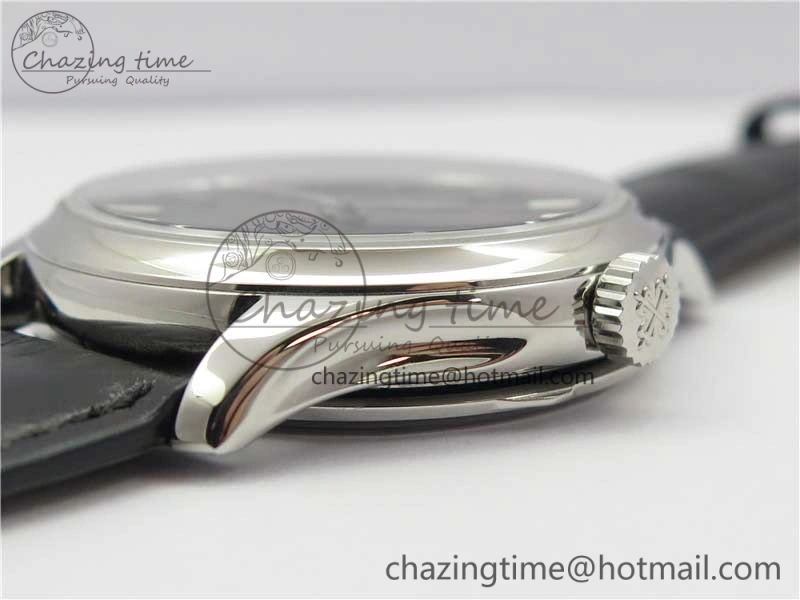 Calatrava 5227 SS ZF 1:1 Best Edition Black Dial on Black Leather Strap 324CS (Free box)