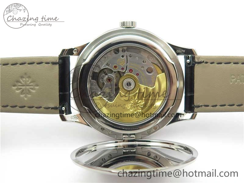 Calatrava 5227 SS ZF 1:1 Best Edition Ivory Dial on Black Leather Strap 324CS