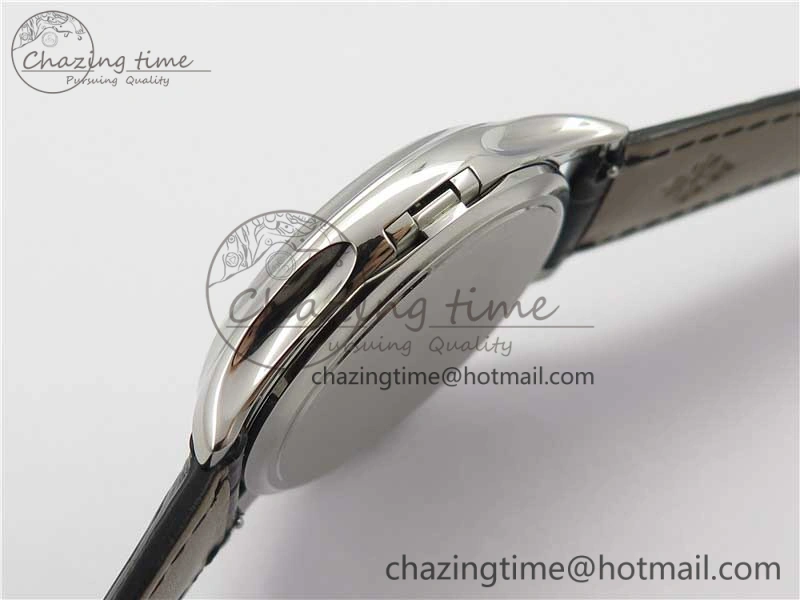 Calatrava 5227 SS ZF 1:1 Best Edition Ivory Dial on Black Leather Strap 324CS
