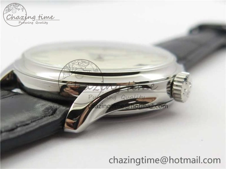 Calatrava 5227 SS ZF 1:1 Best Edition Ivory Dial on Black Leather Strap 324CS