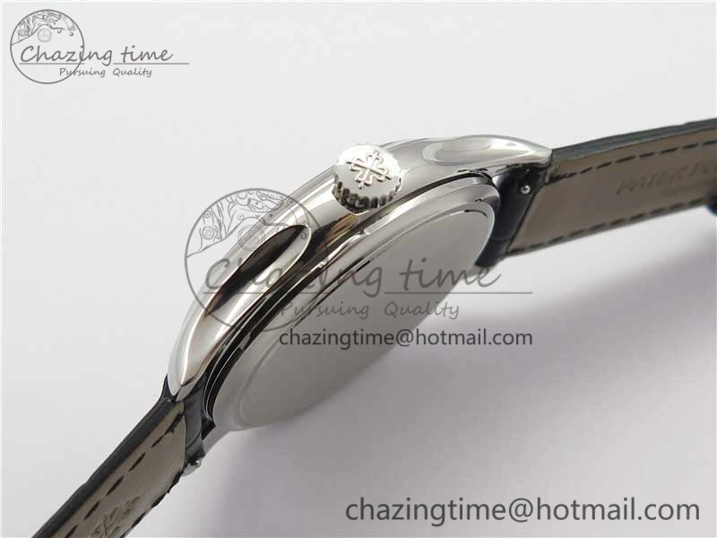 Calatrava 5227 SS ZF 1:1 Best Edition Ivory Dial on Black Leather Strap 324CS