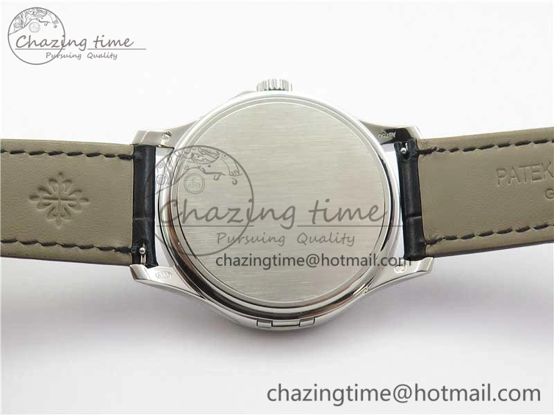 Calatrava 5227 SS ZF 1:1 Best Edition Ivory Dial on Black Leather Strap 324CS