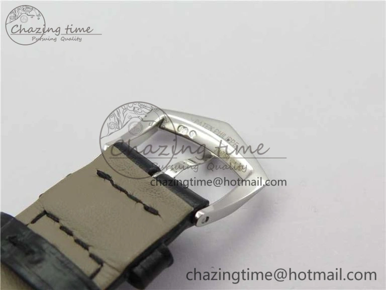 Calatrava 5227 SS ZF 1:1 Best Edition Ivory Dial on Black Leather Strap 324CS