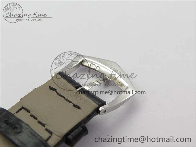 Calatrava 5227 SS ZF 1:1 Best Edition Ivory Dial on Black Leather Strap 324CS