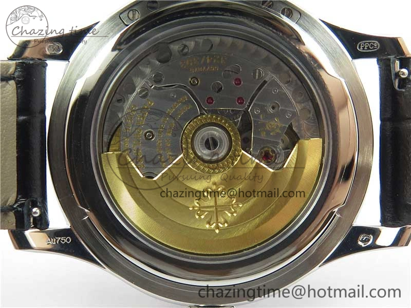 Calatrava 5227 SS ZF 1:1 Best Edition Ivory Dial on Black Leather Strap 324CS