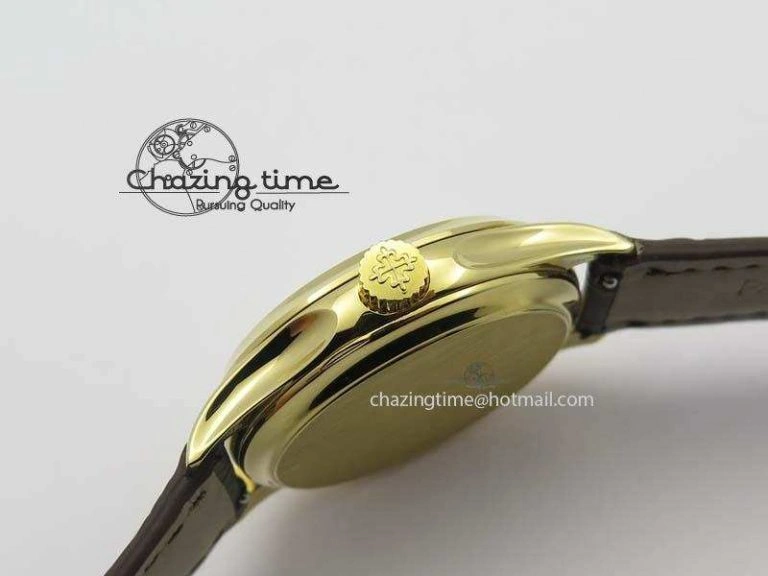 Calatrava 5227 YG Bp-Maker Black Dial On Brown Leather Strap MIYOTA 9015 PP324CS