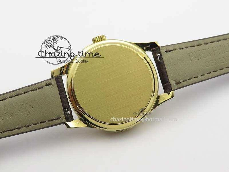 Calatrava 5227 YG Bp-Maker Black Dial On Brown Leather Strap MIYOTA 9015 PP324CS