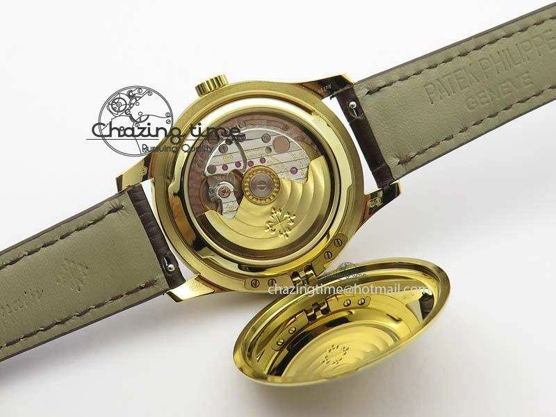 Calatrava 5227 YG Bp-Maker Black Dial On Brown Leather Strap MIYOTA 9015 PP324CS