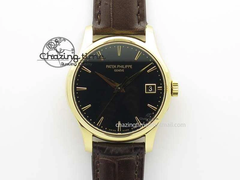 Calatrava 5227 YG Bp-Maker Black Dial On Brown Leather Strap MIYOTA 9015 PP324CS