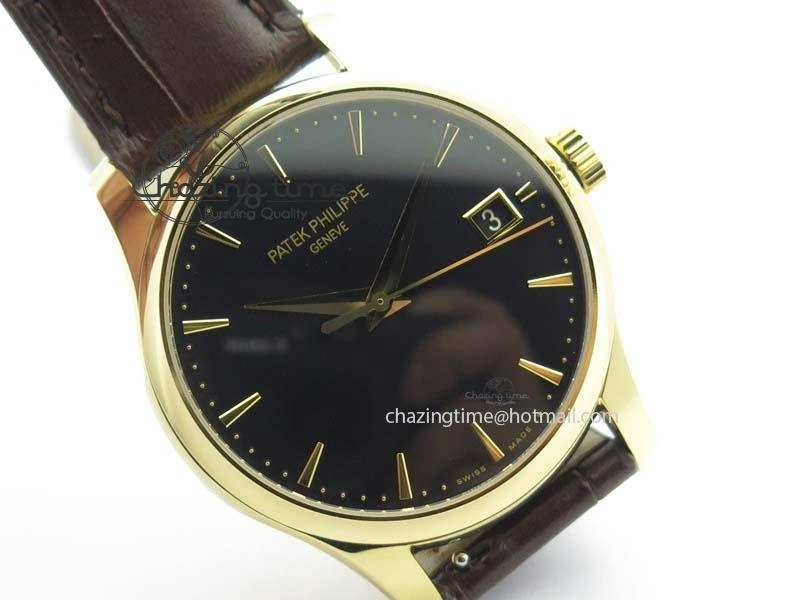 Calatrava 5227 YG Bp-Maker Black Dial On Brown Leather Strap MIYOTA 9015 PP324CS