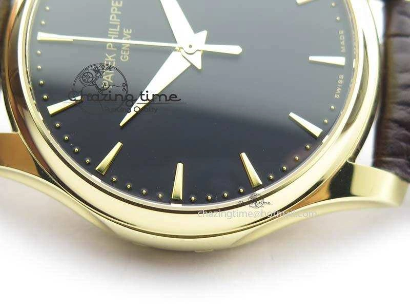 Calatrava 5227 YG Bp-Maker Black Dial On Brown Leather Strap MIYOTA 9015 PP324CS