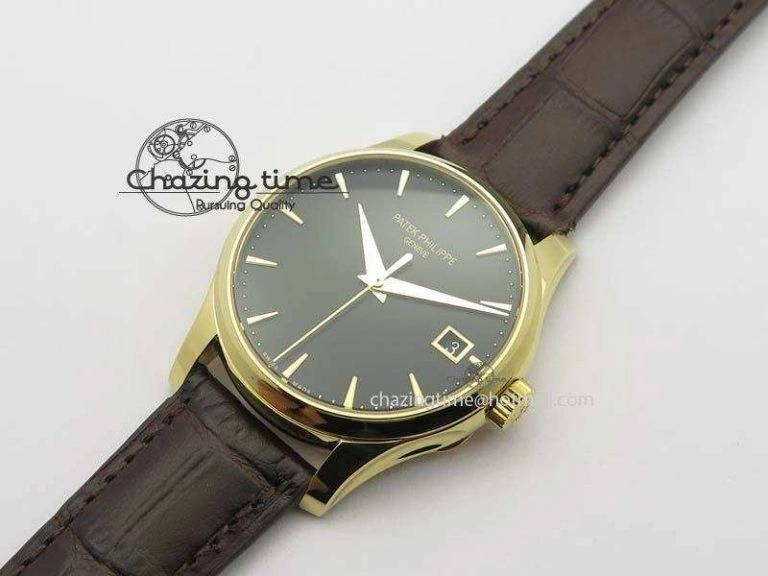 Calatrava 5227 YG Bp-Maker Black Dial On Brown Leather Strap MIYOTA 9015 PP324CS
