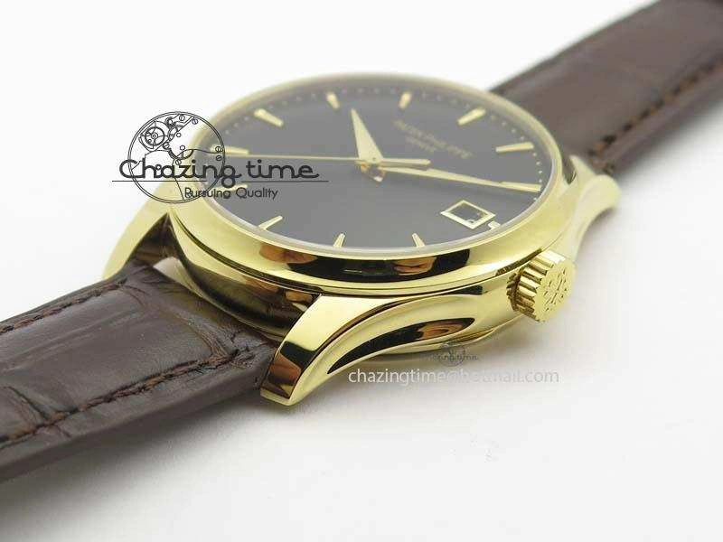 Calatrava 5227 YG Bp-Maker Black Dial On Brown Leather Strap MIYOTA 9015 PP324CS