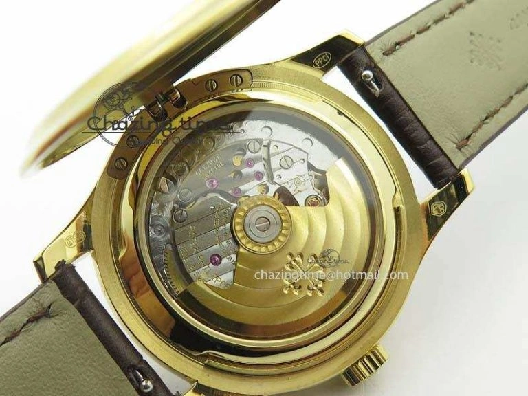 Calatrava 5227 YG Bp-Maker White Dial On Brown Leather Strap MIYOTA 9015 PP324CS