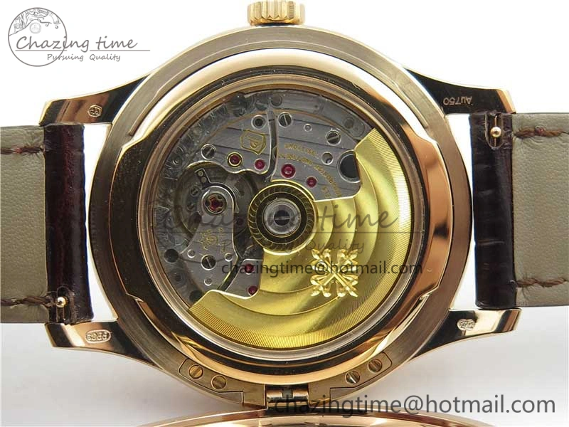 Calatrava 5227R RG ZF 1:1 Best Edition Ivory Dial on Brown Leather Strap A324CS
