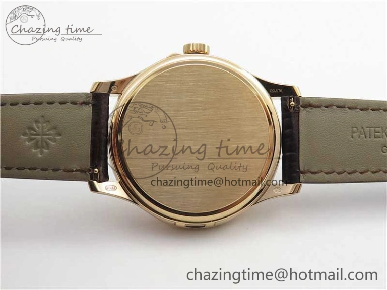 Calatrava 5227R RG ZF 1:1 Best Edition Ivory Dial on Brown Leather Strap A324CS