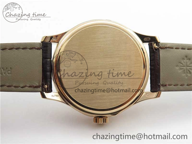 Calatrava 5227R RG ZF 1:1 Best Edition Ivory Dial on Brown Leather Strap A324CS