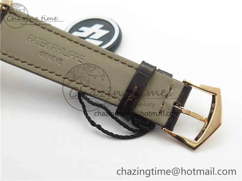 Calatrava 5227R RG ZF 1:1 Best Edition Ivory Dial on Brown Leather Strap A324CS