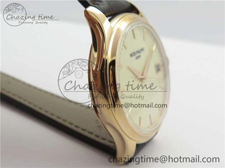 Calatrava 5227R RG ZF 1:1 Best Edition Ivory Dial on Brown Leather Strap A324CS