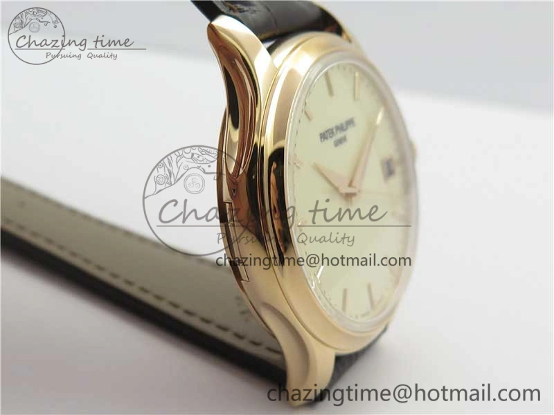 Calatrava 5227R RG ZF 1:1 Best Edition Ivory Dial on Brown Leather Strap A324CS