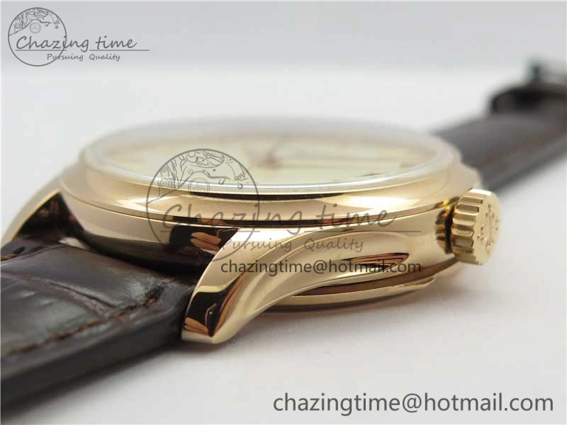 Calatrava 5227R RG ZF 1:1 Best Edition Ivory Dial on Brown Leather Strap A324CS