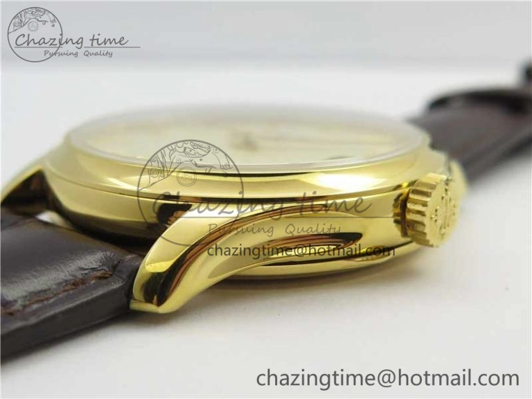 Calatrava 5227R YG ZF 1:1 Best Edition Ivory Dial on Brown Leather Strap A324CS
